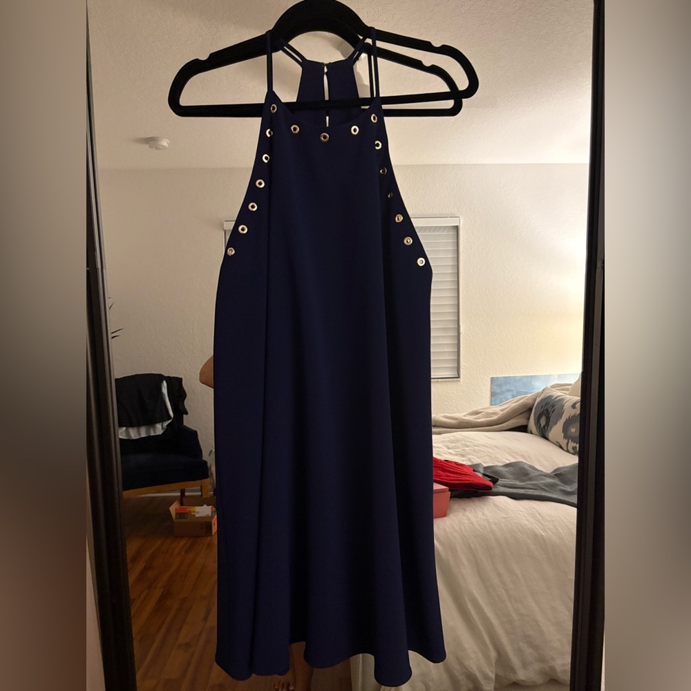 Amanda Uprichard Navy Mini Dress with Grommets